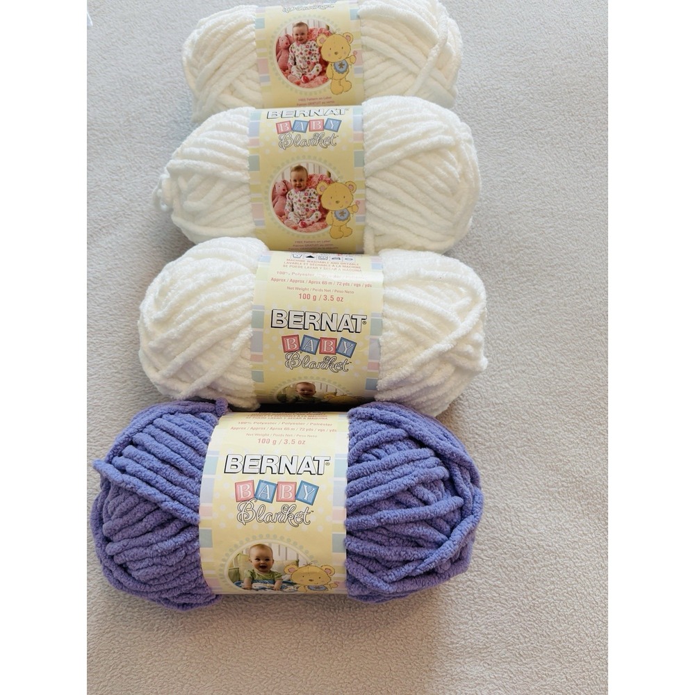Bernat Baby Blanket Lot Of 4 New # 6 Bulky Wt Machine Wash Knit Crochet Crafts